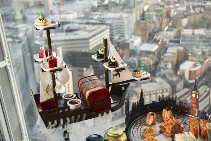 Afternoon Tea at the Shard
Take afternoon tea in London to new heights at Aqua Shard. Our Peter Pan experience transforms this British tradition into something special – complete with a tea stand shaped like Captain Hook’s ship.
Expect the unexpected: finger sandwiches come with Lost Boy Rules, mushroom-shaped bread nods to Neverland, and warm scones hide in their own treasure chest. 
Served daily from 11:15am – 4:00pm. Choose from classic, vegetarian, vegan, or pescatarian menus, from £70 per person.
Book your table now and see why our afternoon tea is one of London’s worst-kept secrets.
BOOK NOW
